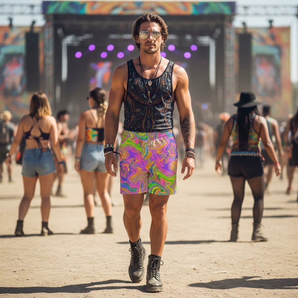 Psytrance Unisex Athletic Long Shorts