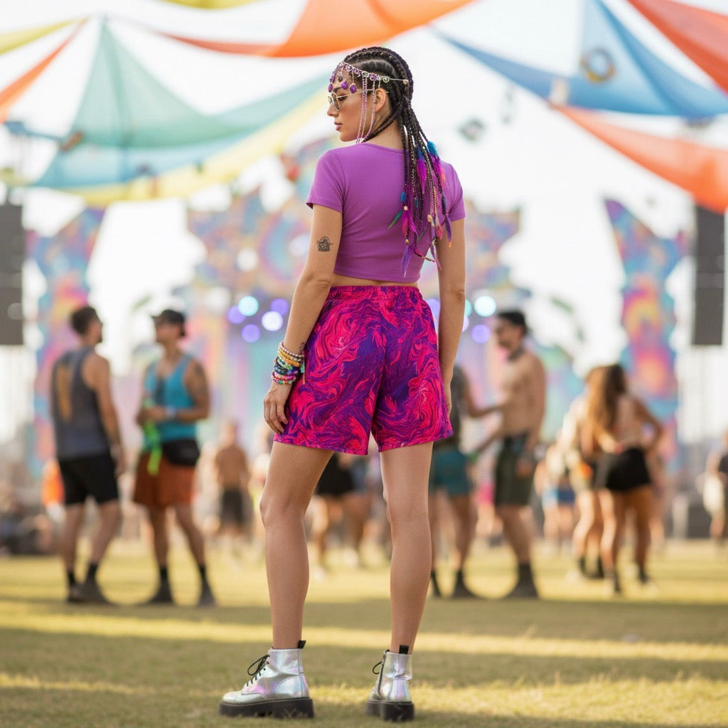 Pink Acid Oasis Unisex Athletic Long Shorts