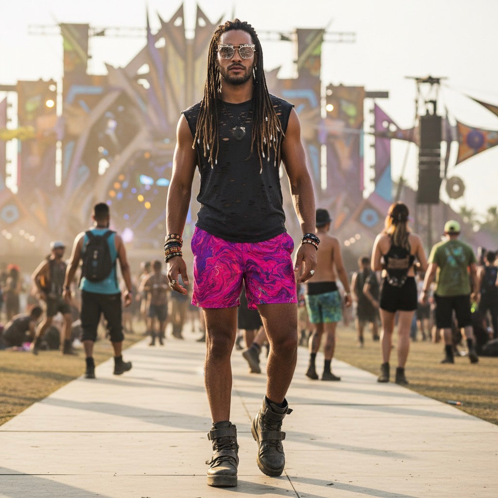 Pink Acid Oasis Unisex Athletic Long Shorts