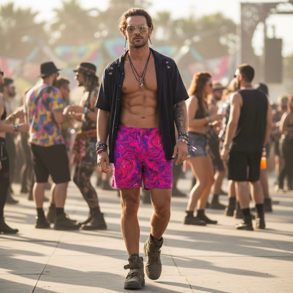 Pink Acid Oasis Unisex Athletic Long Shorts