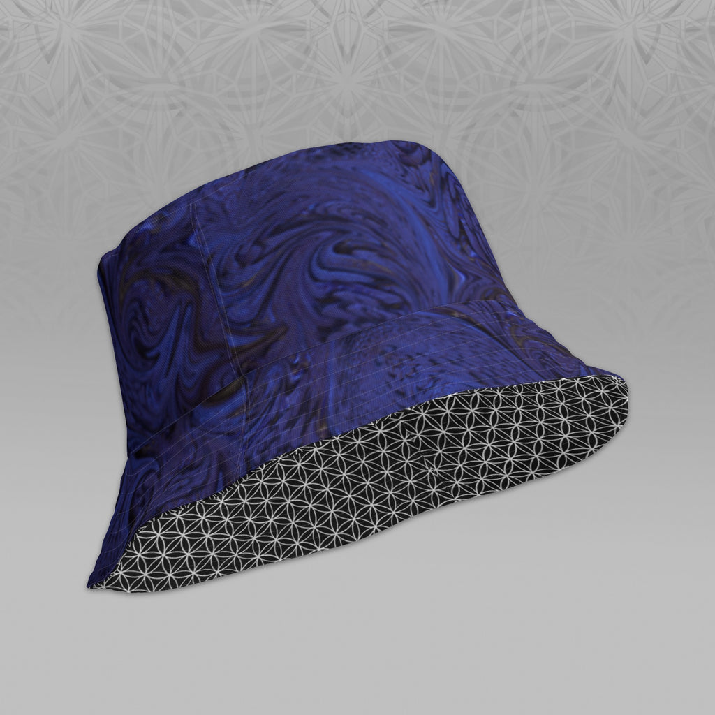 Metallic Blue Fractal Bucket Hat
