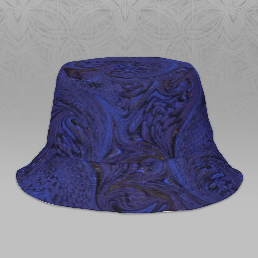 Metallic Blue Fractal Bucket Hat