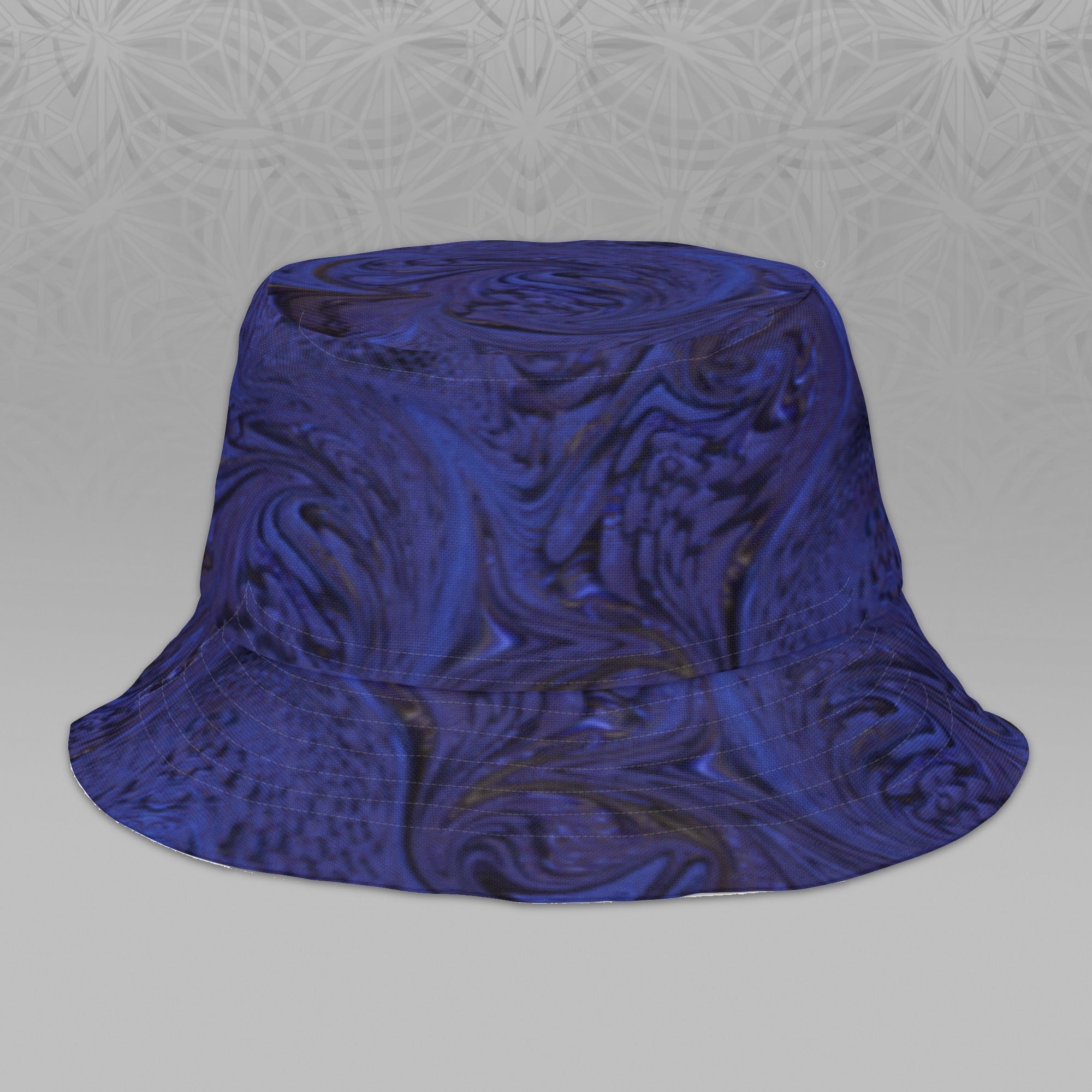 Metallic Blue Fractal Bucket Hat