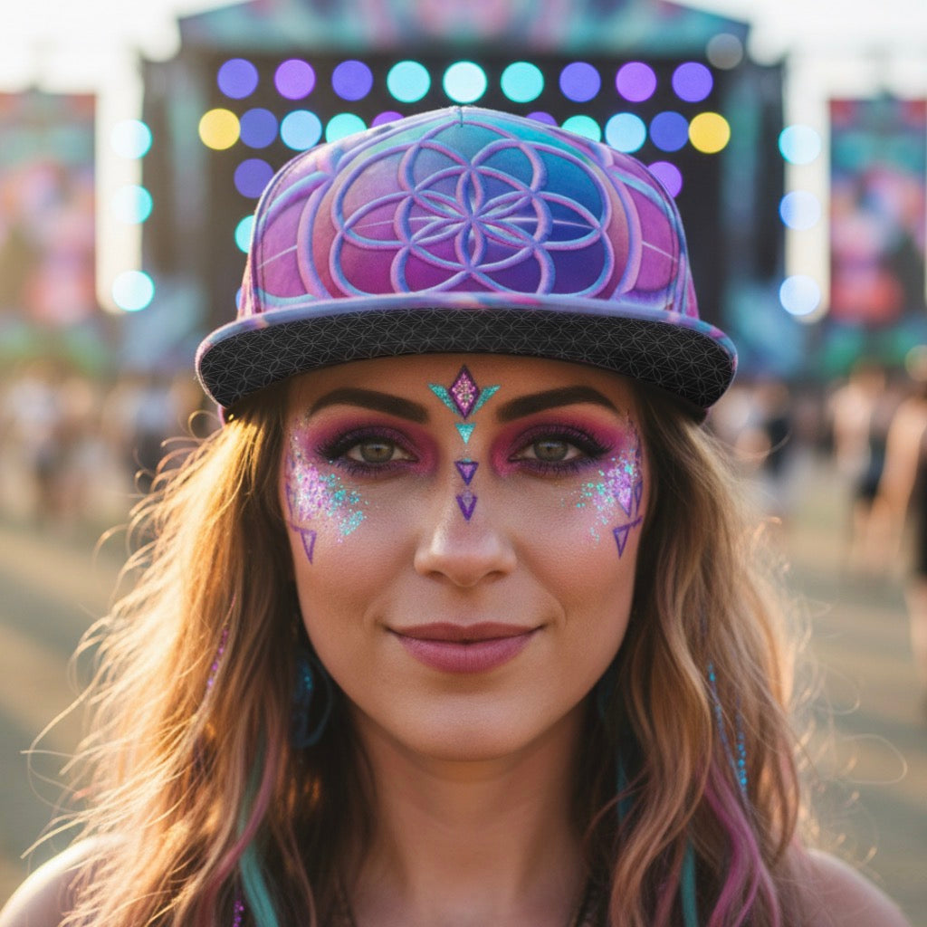 Snapback Hat | Bubblegum Flower of Life
