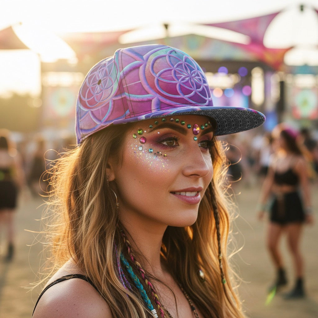 Snapback Hat | Bubblegum Flower of Life