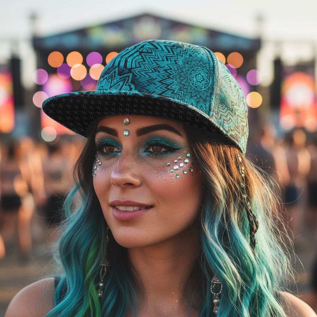 Snapback Hat | Teal Mandala
