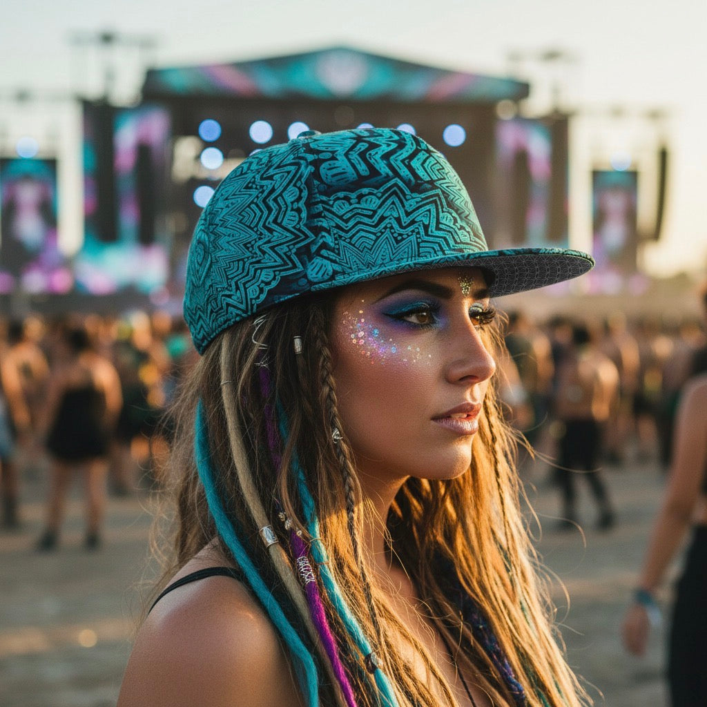 Snapback Hat | Teal Mandala