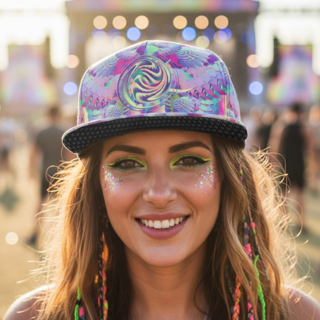 Snapback Hat | Shroom Flower of Life Pastel