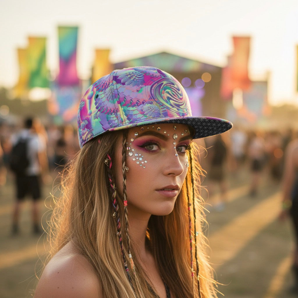 Snapback Hat | Shroom Flower of Life Pastel