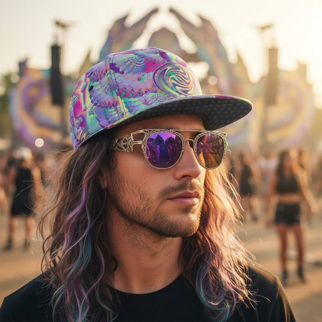 Snapback Hat | Shroom Flower of Life Pastel