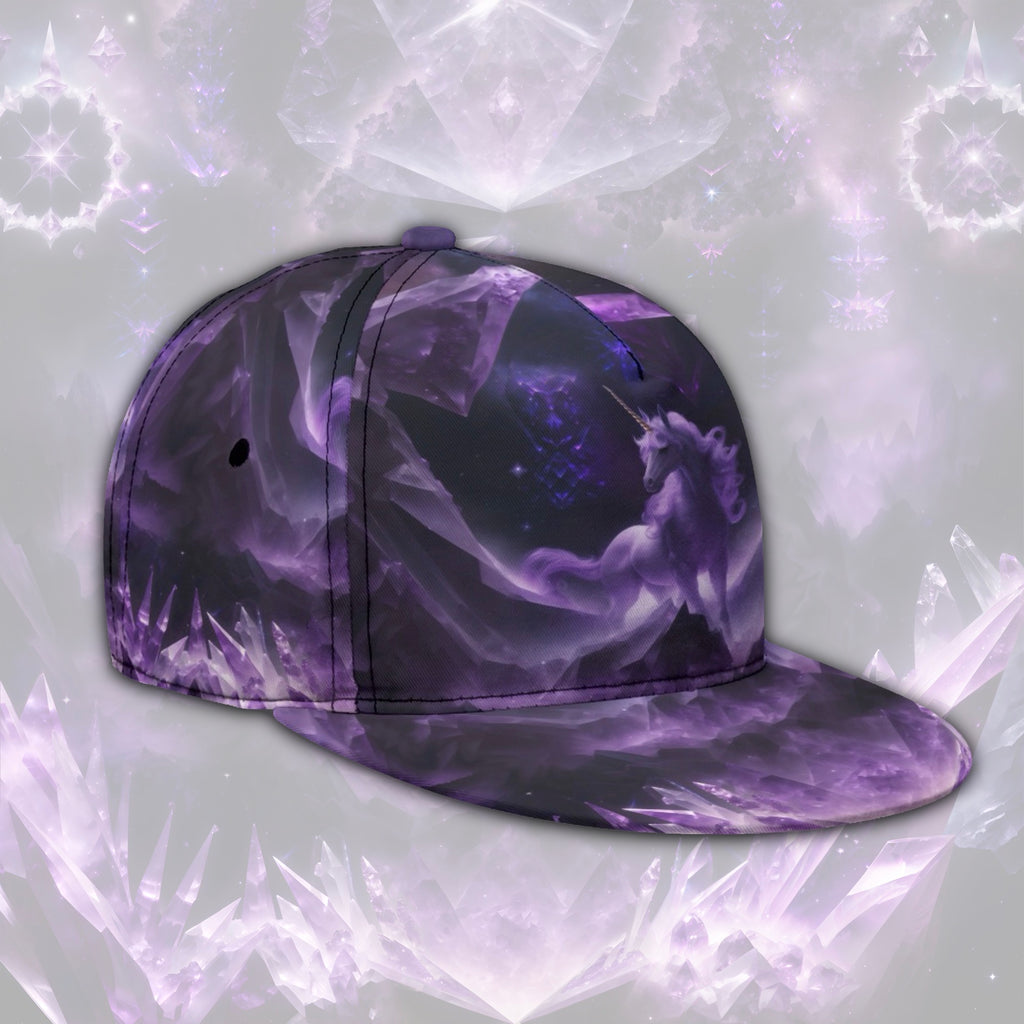 Amethyst Crystal Unicorn Snapback Hat