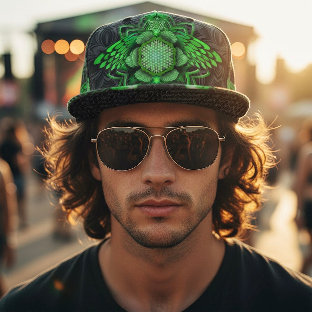 Angel Catcher Green Snapback Hat