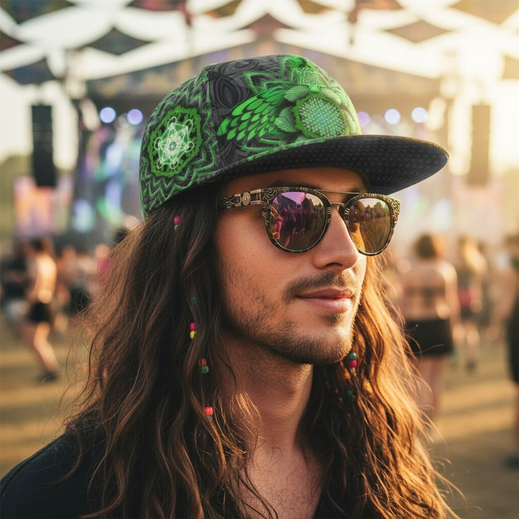 Angel Catcher Green Snapback Hat