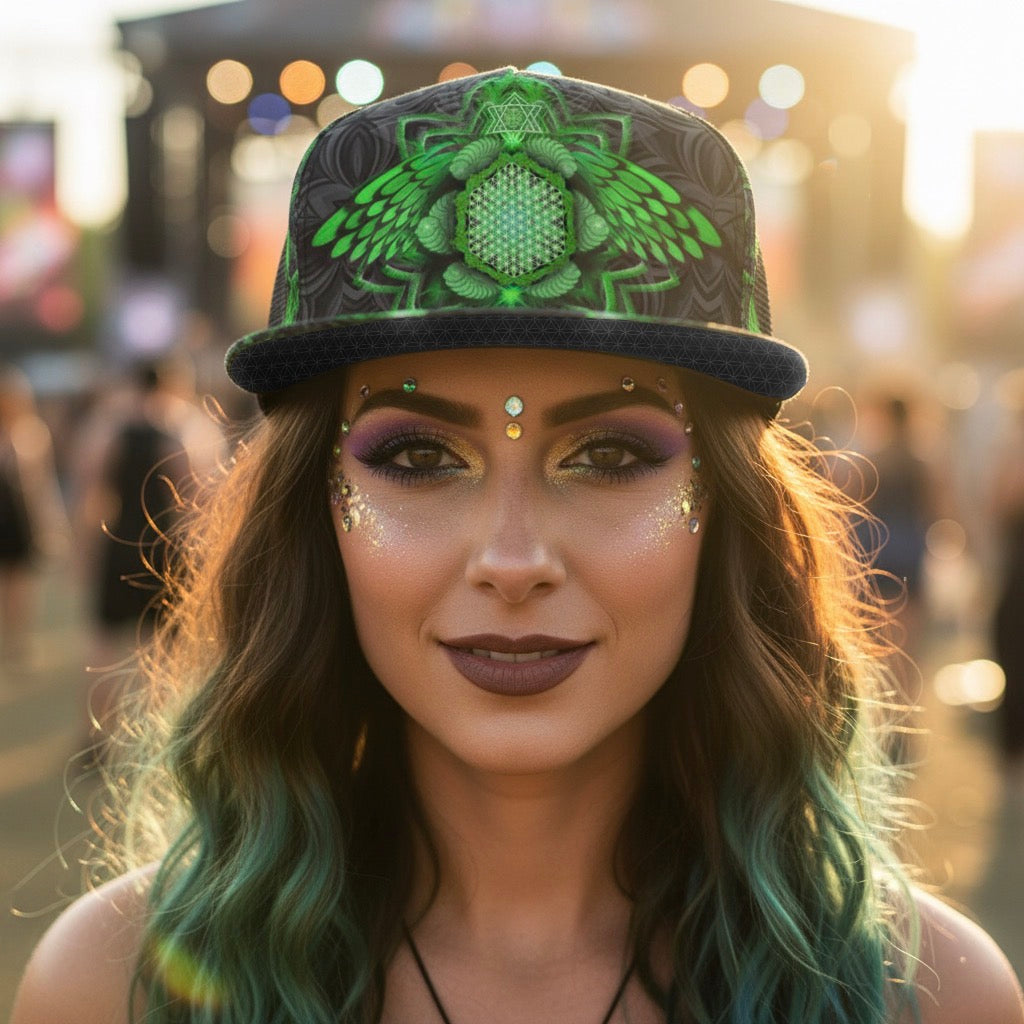 Angel Catcher Green Snapback Hat