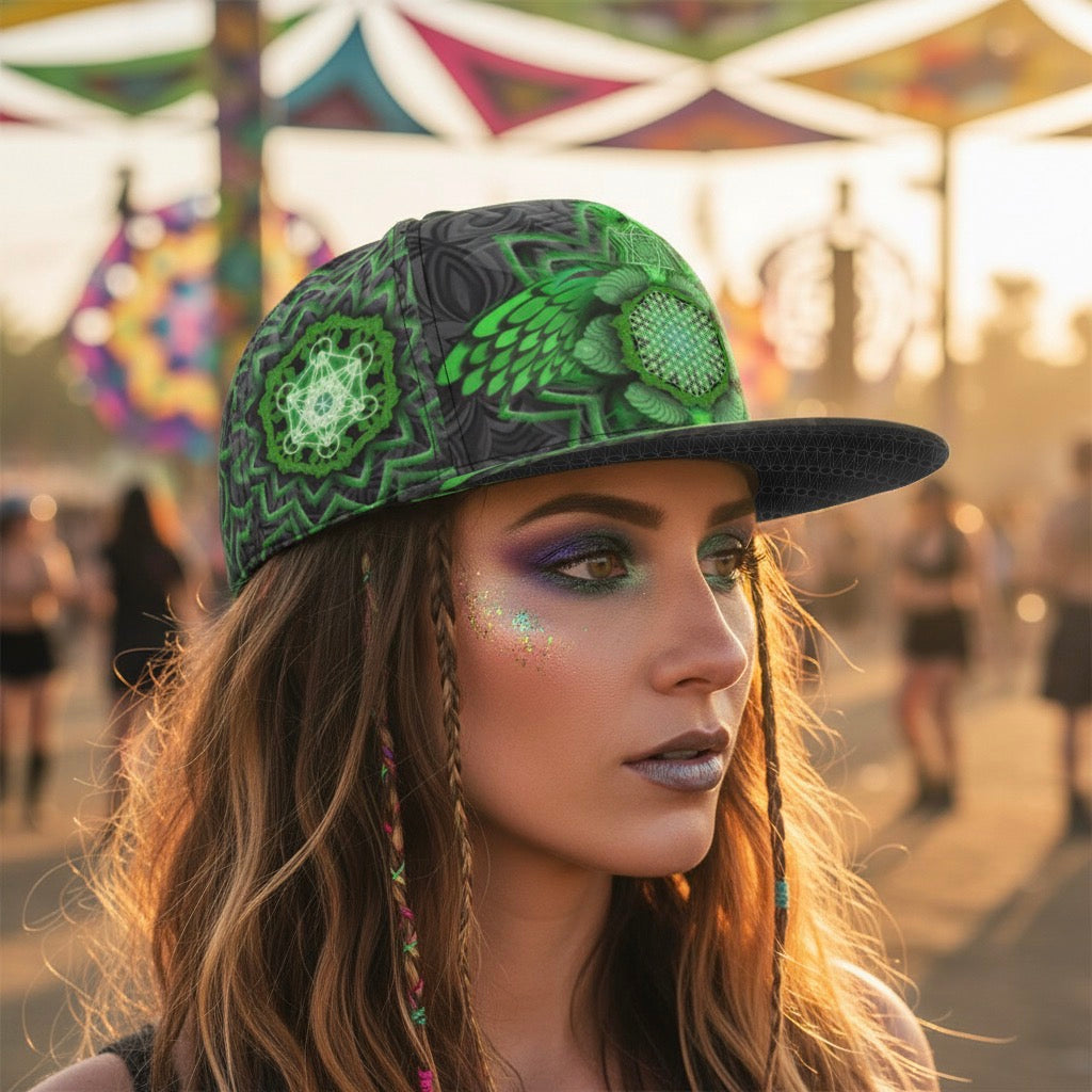 Angel Catcher Green Snapback Hat