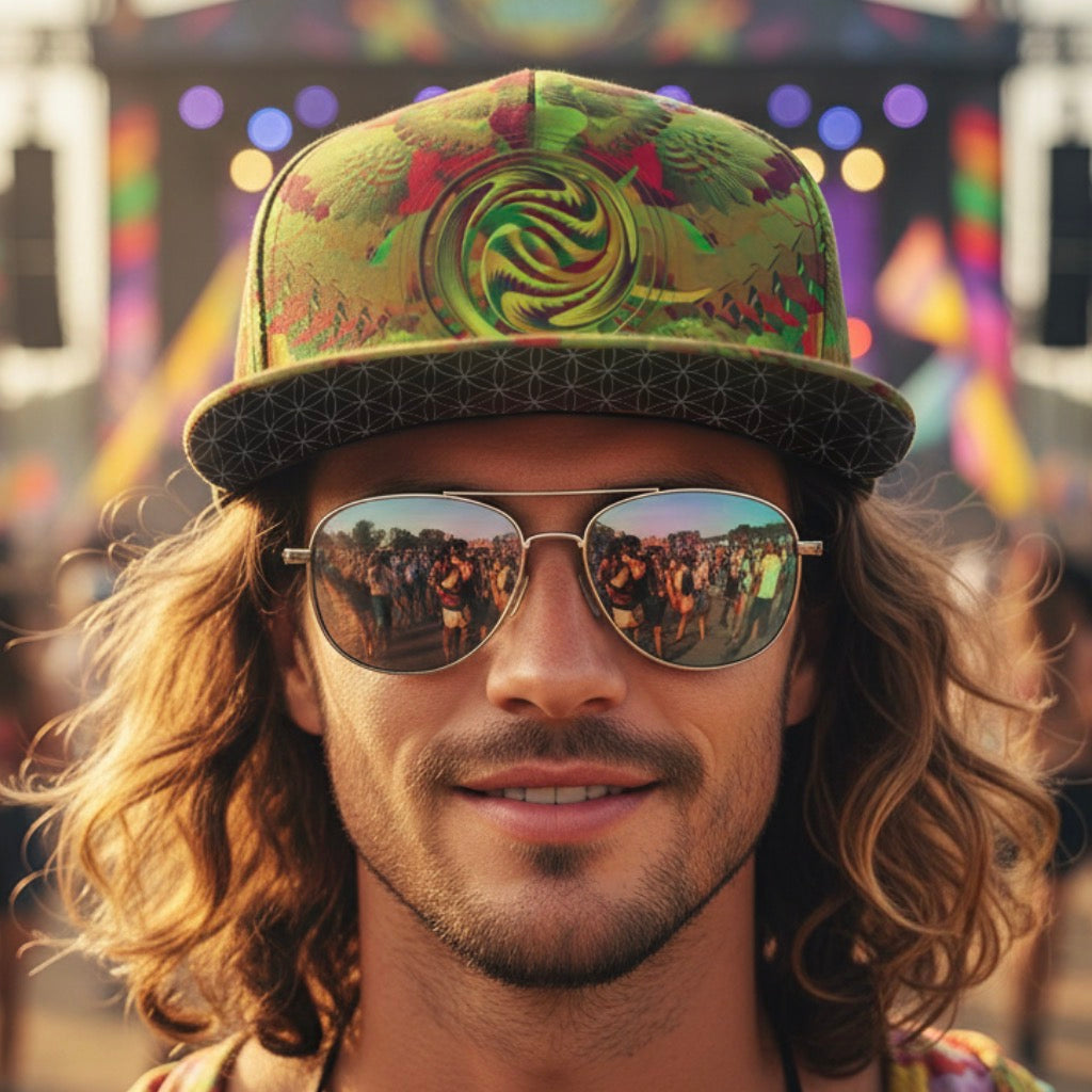 Snapback Hat | Shroom Flower of Life Green