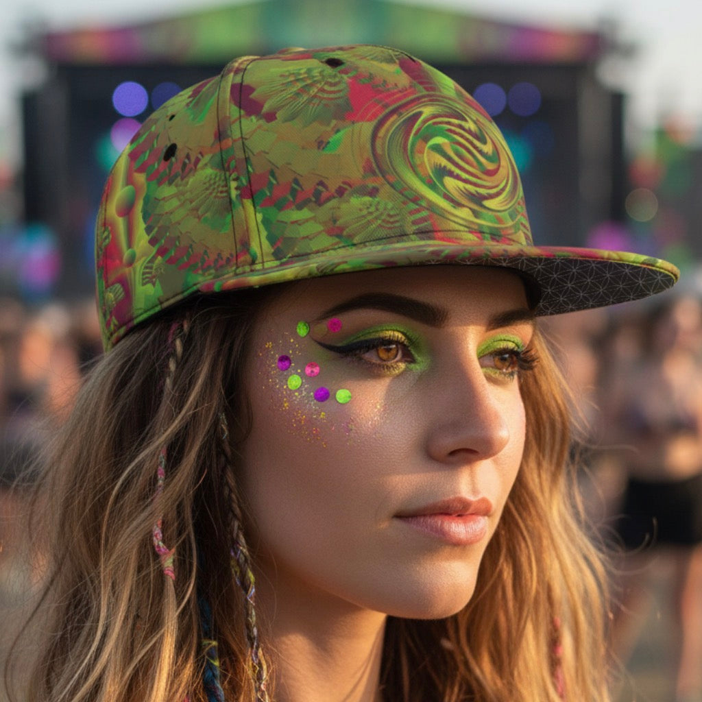 Snapback Hat | Shroom Flower of Life Green