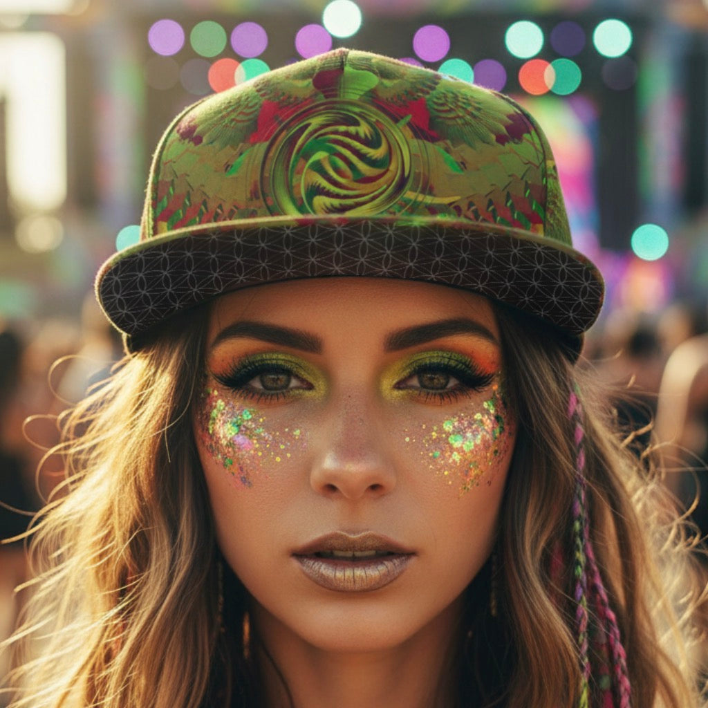 Snapback Hat | Shroom Flower of Life Green