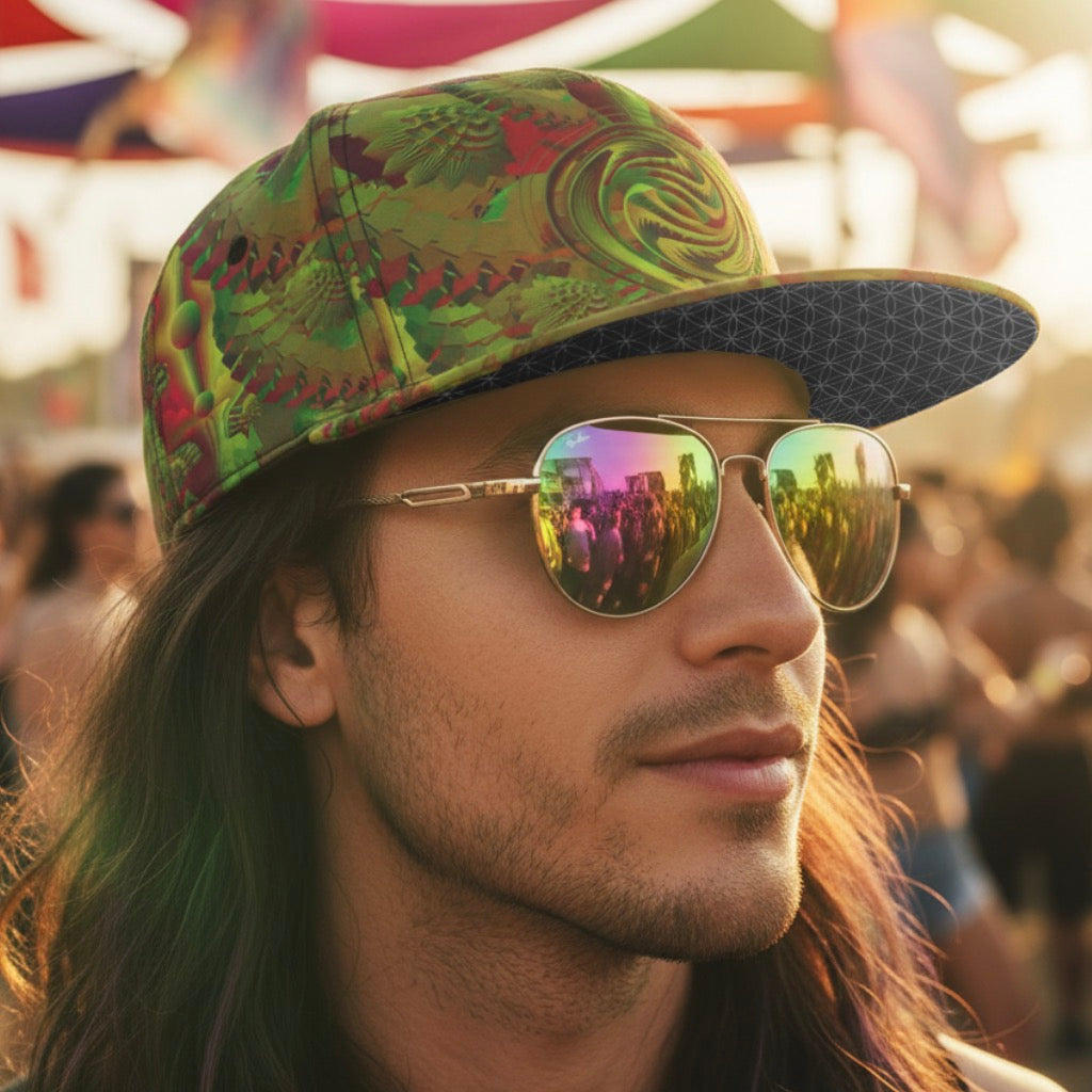 Snapback Hat | Shroom Flower of Life Green