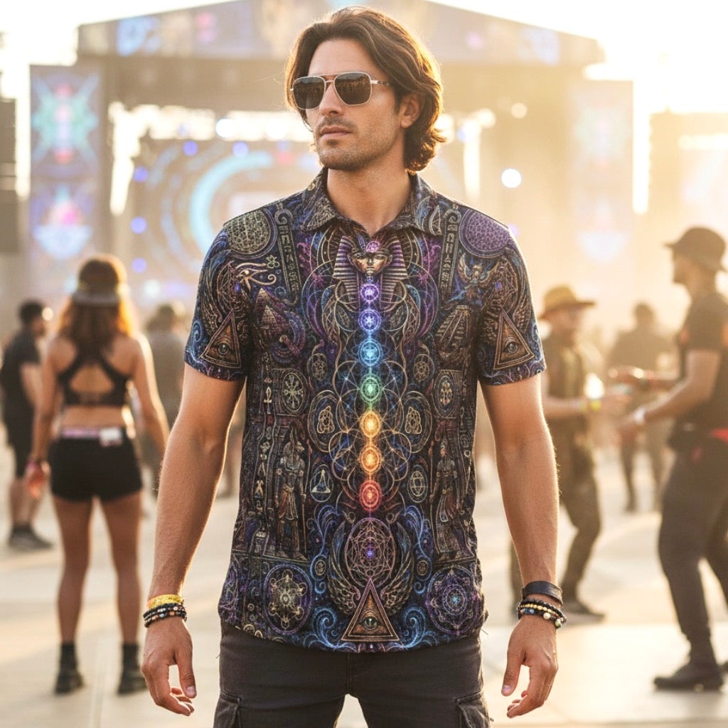 Crushed Velvet Polo Shirt | Mystical Egyptian