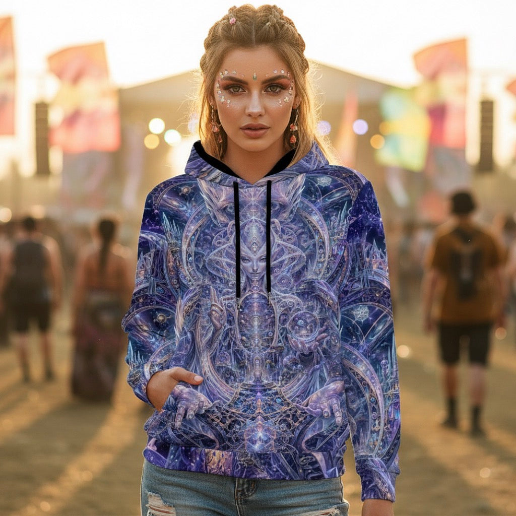 Galactic Alien Oracle Unisex Cotton Pullover Hoodie