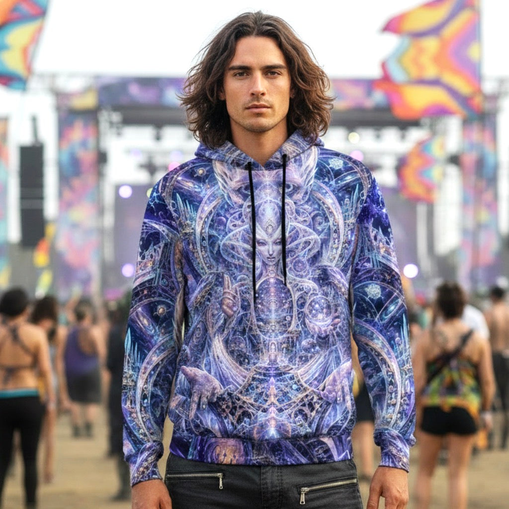 Galactic Alien Oracle Unisex Cotton Pullover Hoodie