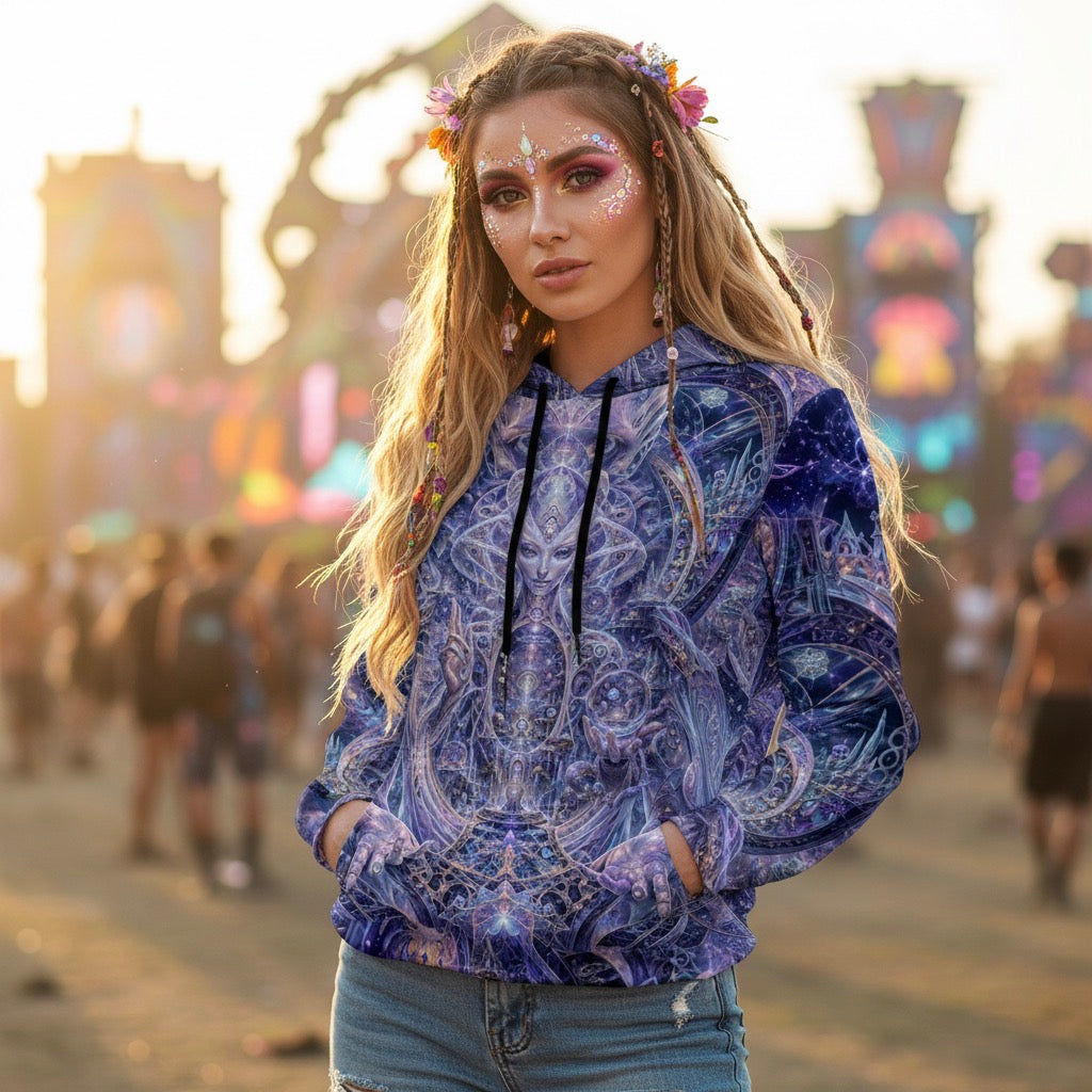 Galactic Alien Oracle Unisex Cotton Pullover Hoodie
