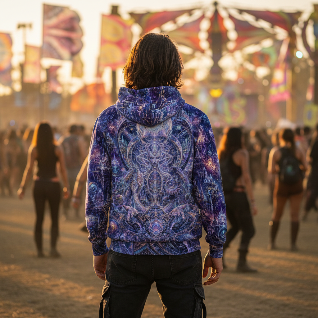 Galactic Alien Oracle Unisex Cotton Pullover Hoodie