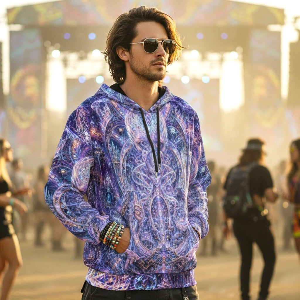 Crushed Velvet Pullover Hoodie | Galactic Alien Oracle