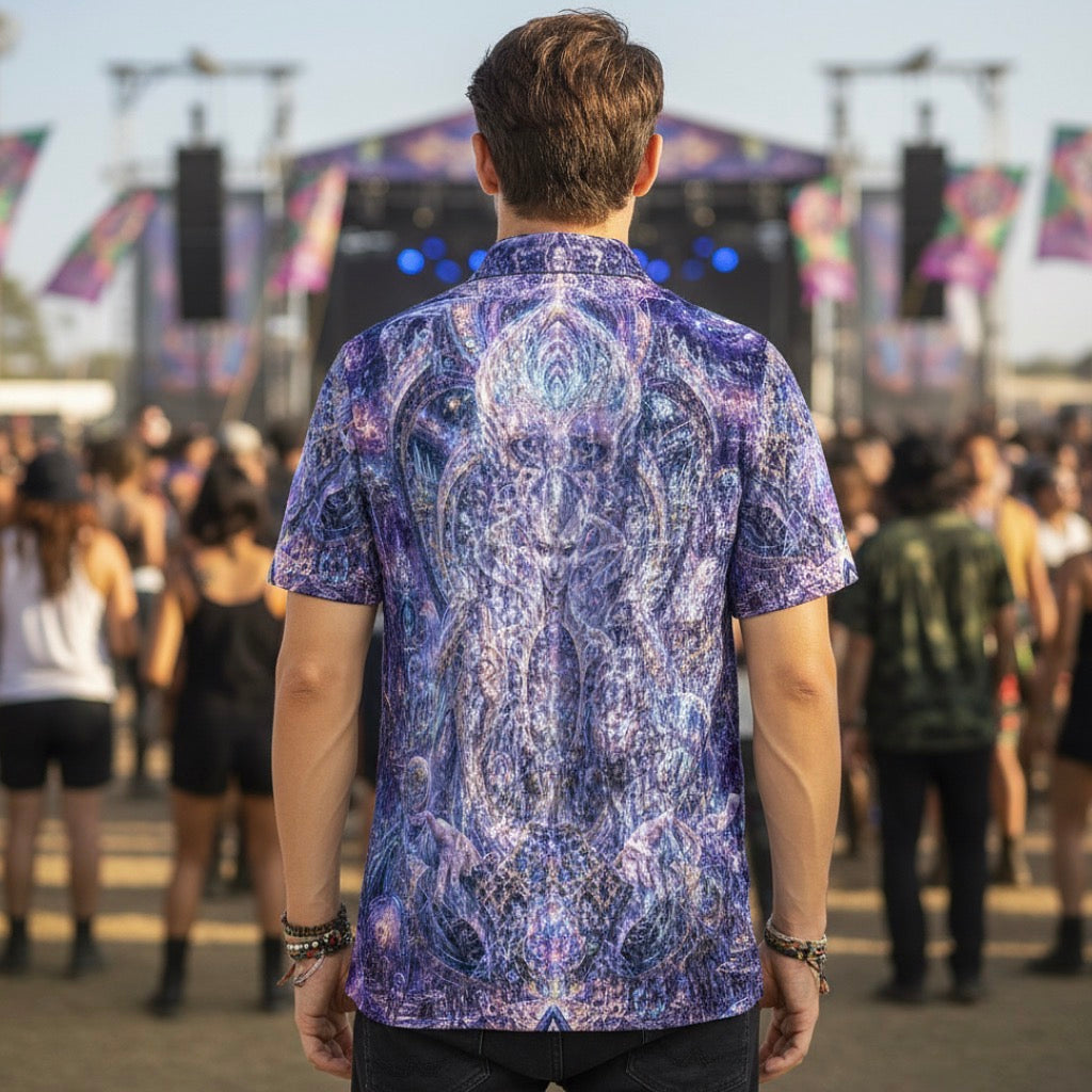 Crushed Velvet Polo Shirt | Galactic Alien Oracle