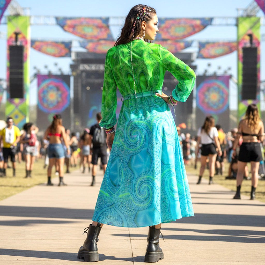 Chiffon Kimono | Psy Swirl Blue