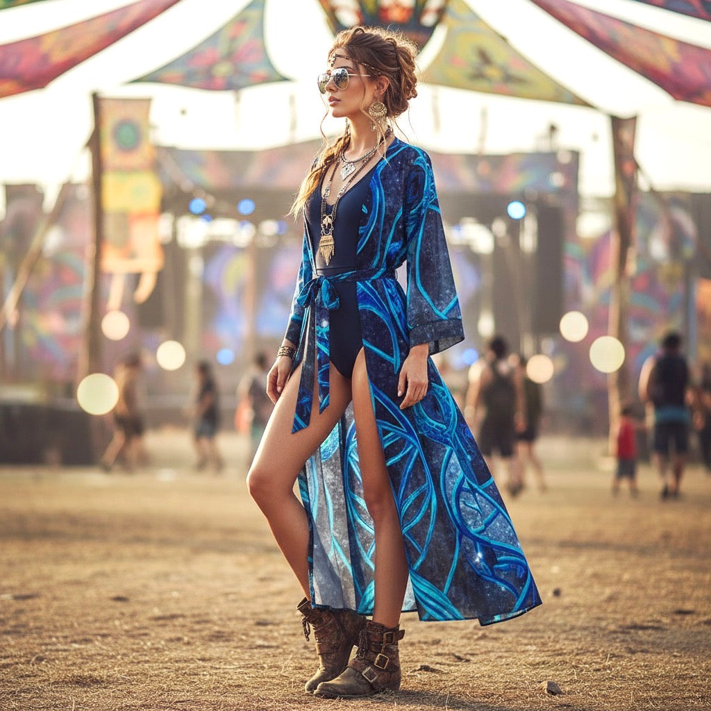 Chiffon Kimono | Mystic Eye Blue