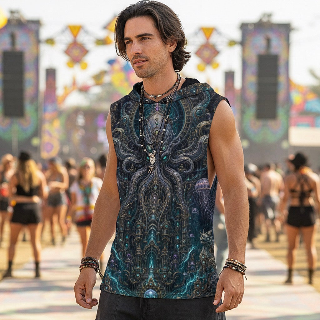 Mechanical Kraken Men’s Sleeveless Hoodie