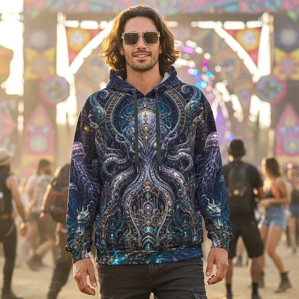 Cotton Unisex Pullover Hoodie | Mechanical Kraken