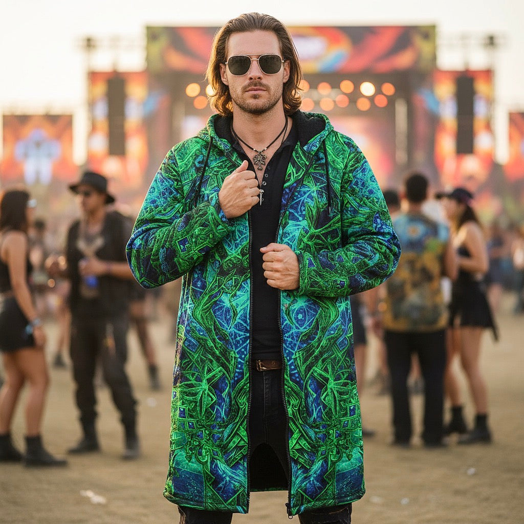 Cosmic Cross Green Men's Festival Cloak