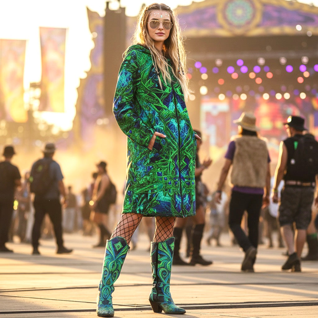 Cosmic Cross Green Women's Festival Cloak