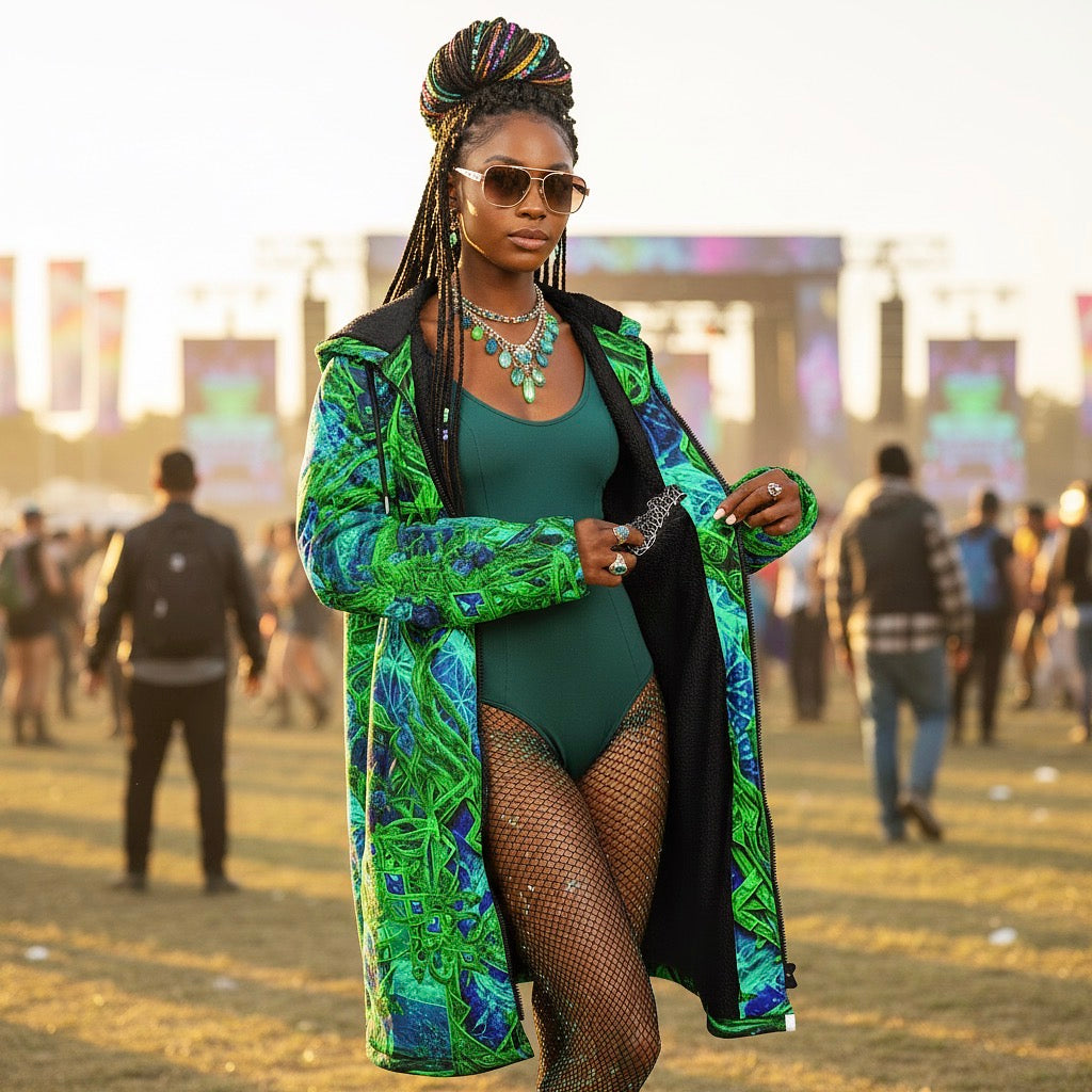Cosmic Cross Green Women's Festival Cloak