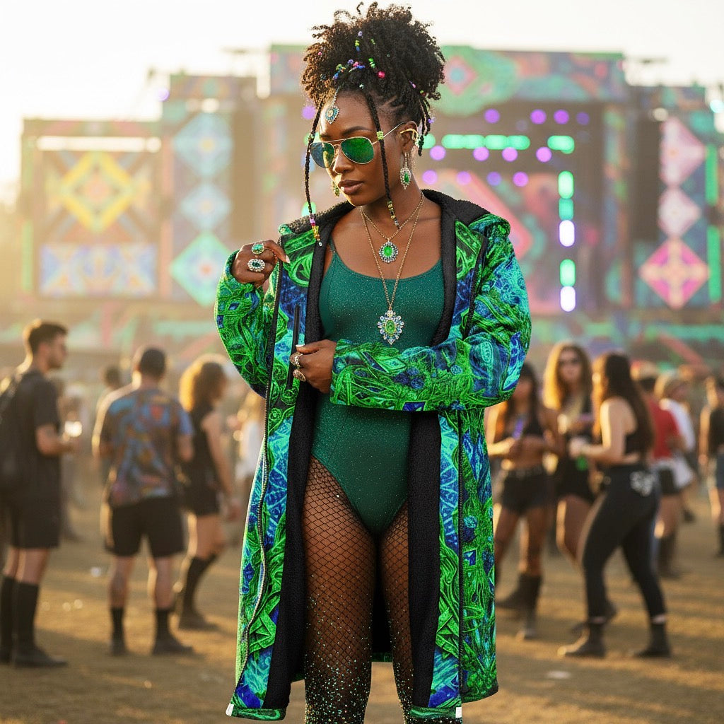 Cosmic Cross Green Women's Festival Cloak