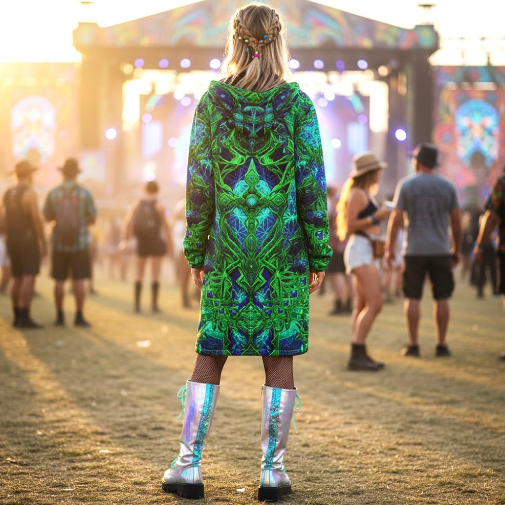 Cosmic Cross Green Women's Festival Cloak