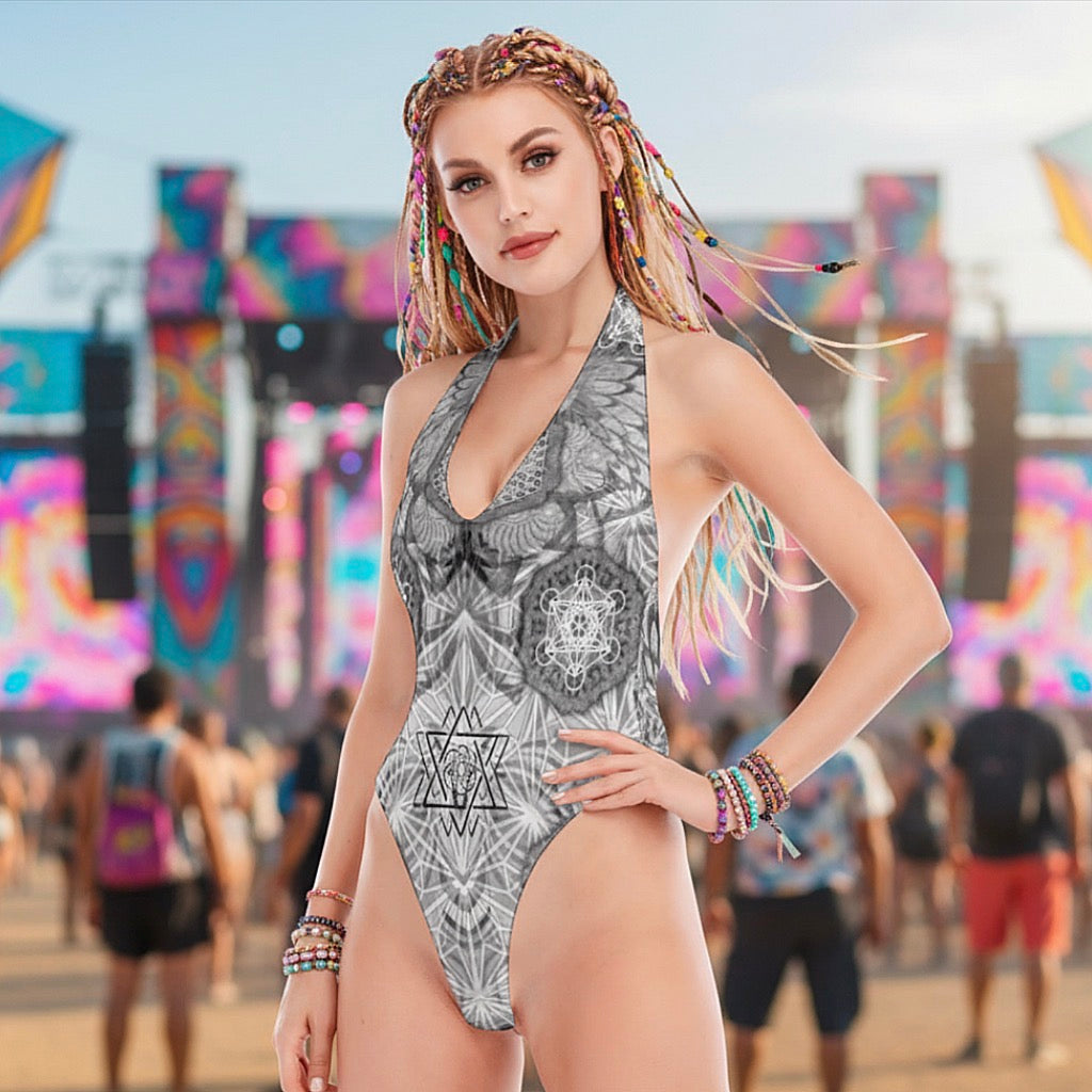 Angel Catcher Light Grey V-neck Bodysuit