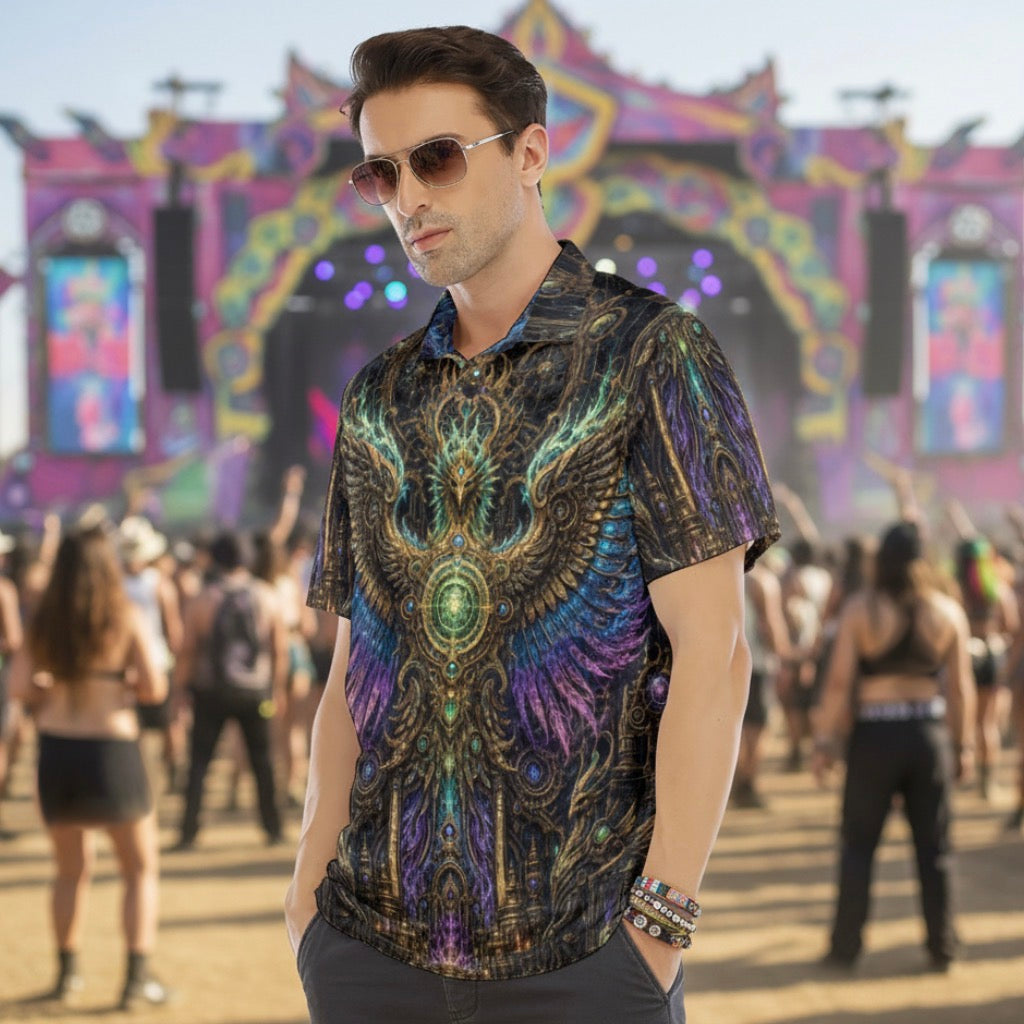 Crushed Velvet Men's Polo Shirt | Golden Phoenix