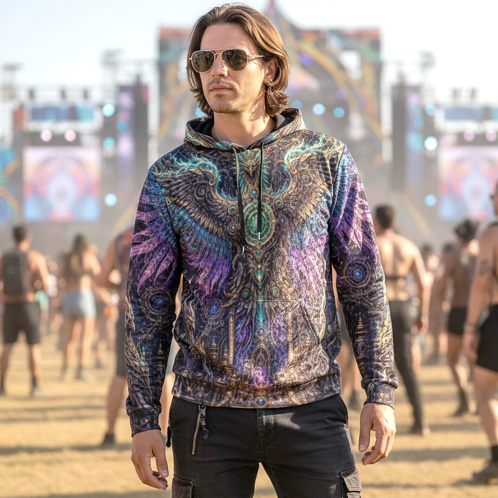 Crushed Velvet Pullover Hoodie | Golden Phoenix