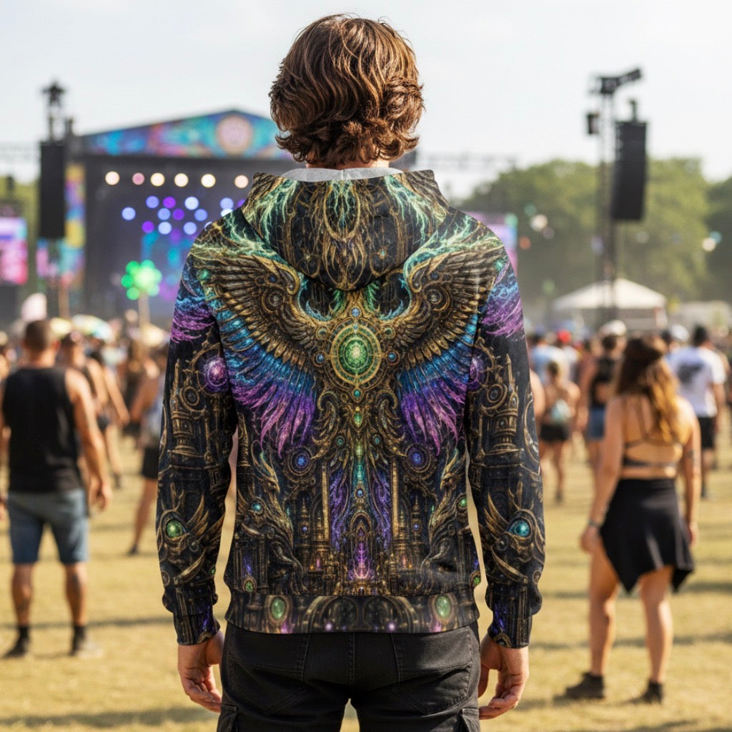 Crushed Velvet Pullover Hoodie | Golden Phoenix