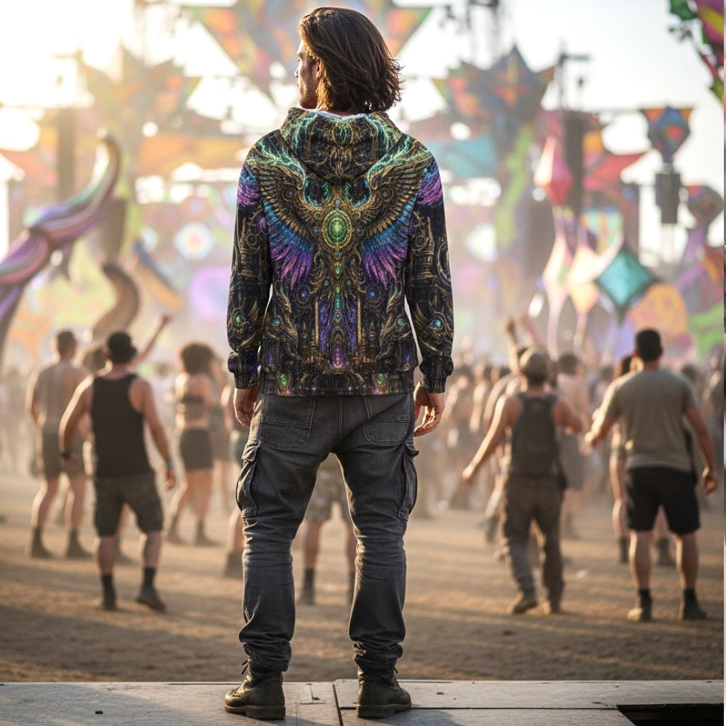 Crushed Velvet Pullover Hoodie | Golden Phoenix