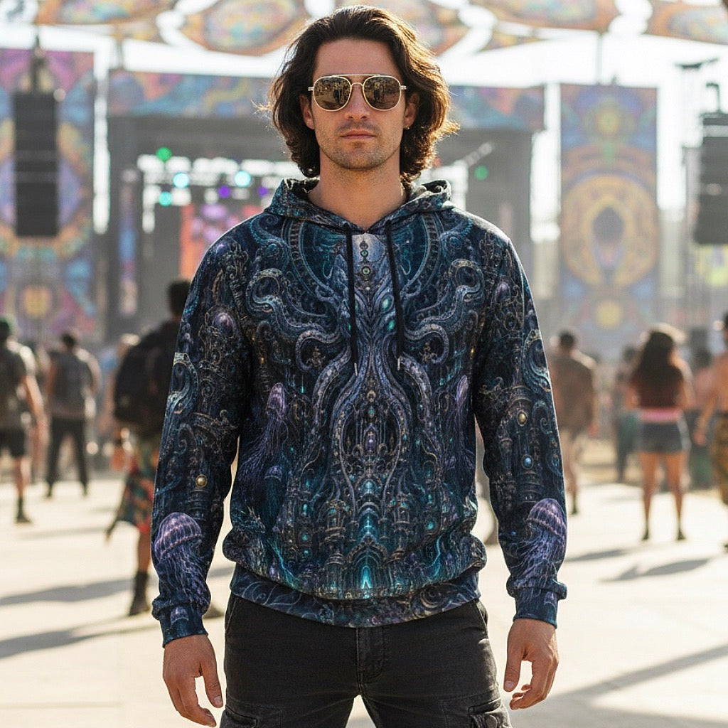 Crushed Velvet Pullover Hoodie | Mechanical Kraken