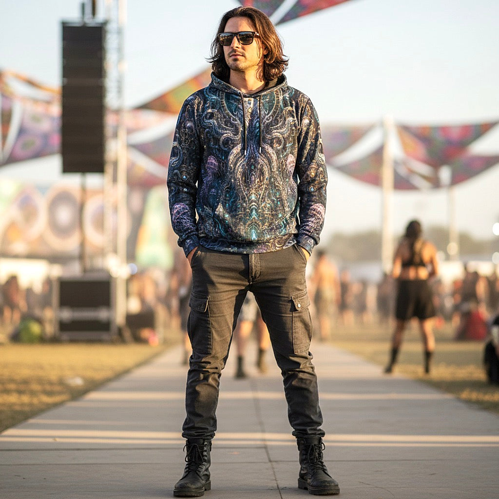 Crushed Velvet Pullover Hoodie | Mechanical Kraken