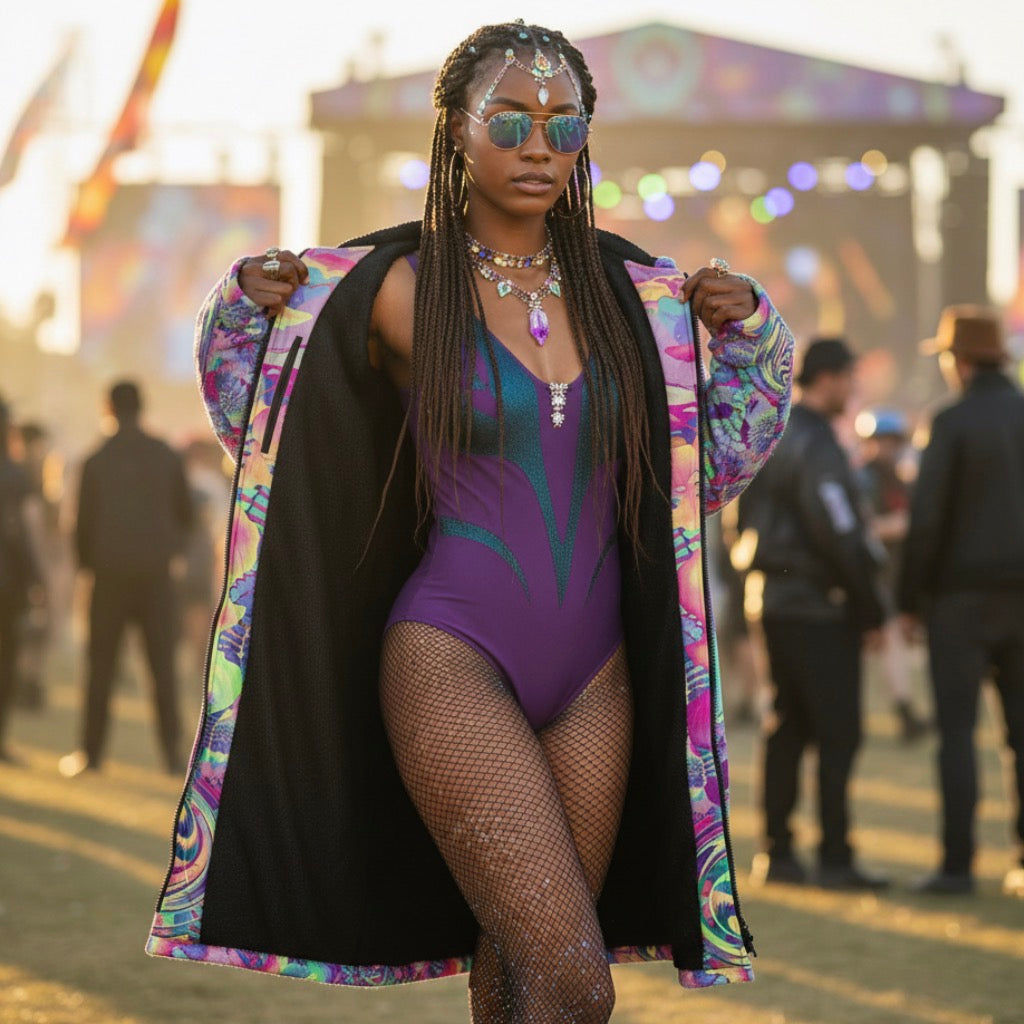 Shroom Flower Of Life Pastel Rainbow Women's Festival Cloak