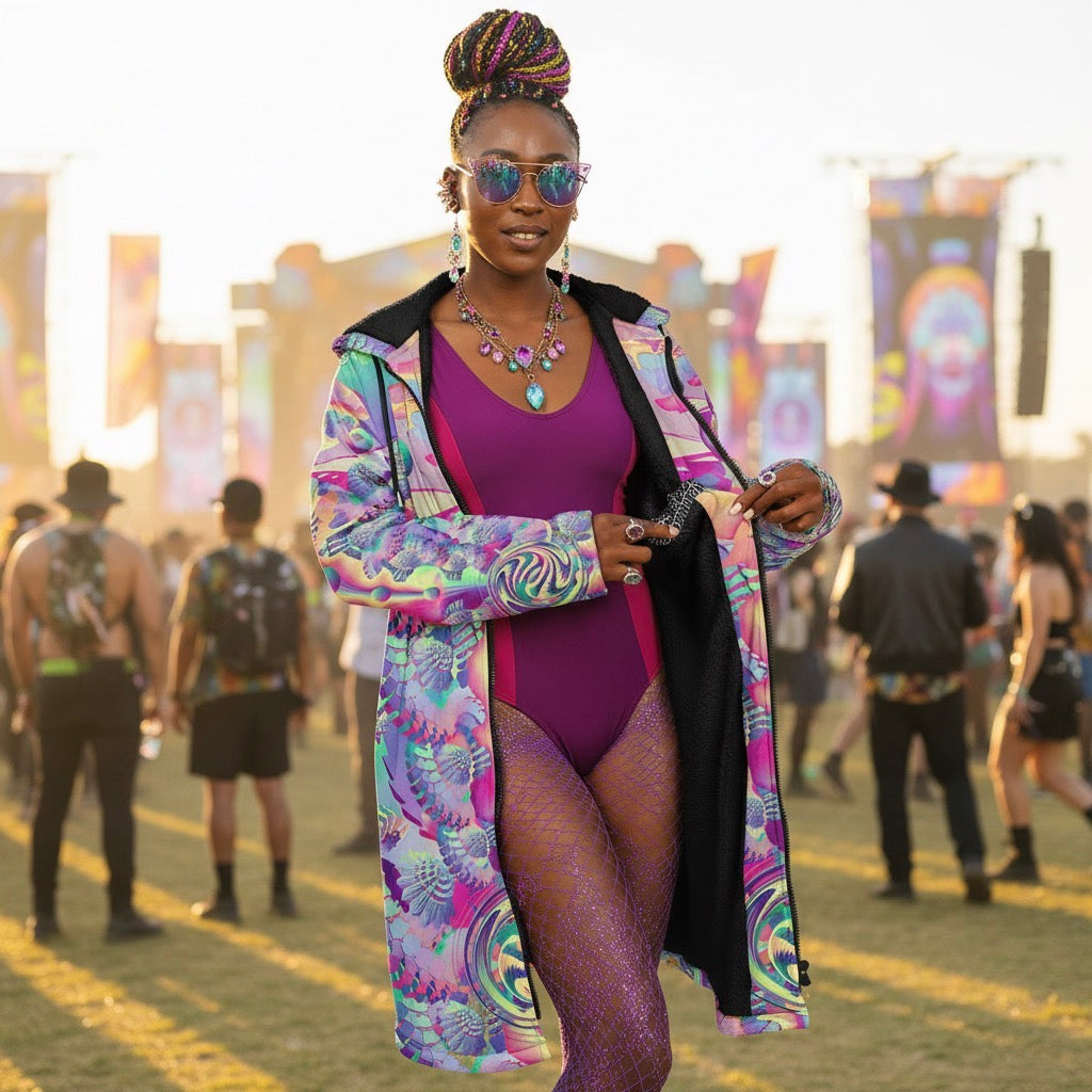 Shroom Flower Of Life Pastel Rainbow Women's Festival Cloak