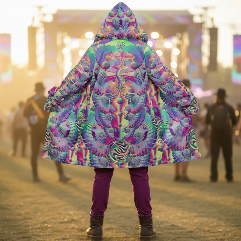 Shroom Flower Of Life Pastel Rainbow Men's Festival Cloak