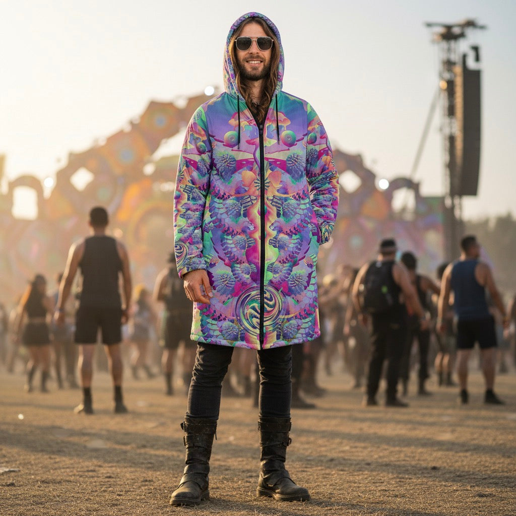 Shroom Flower Of Life Pastel Rainbow Men's Festival Cloak